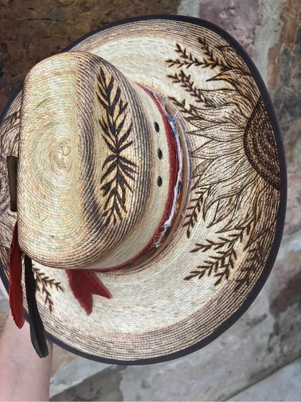 New Charlie 1 horse Hand burned hat Sz 7 1/8 - Picture 7 of 9